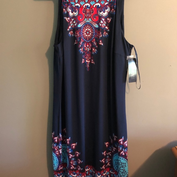 INC International Concepts Dresses & Skirts - INC Sleeveless Navy with Print Midi Dress NWT